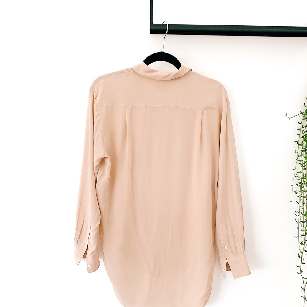 Madewell Nude Silk Style Boyfriend Blouse
